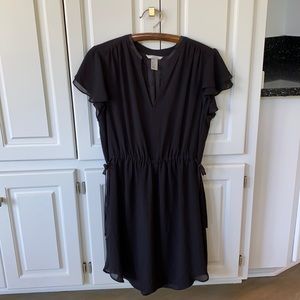 Cap Sleeve Black Dress with Ties
